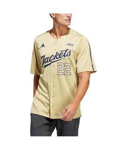 Men's 22 Gold Georgia Tech Yellow Jackets Button-Up Baseball Jersey $40.50 Jersey