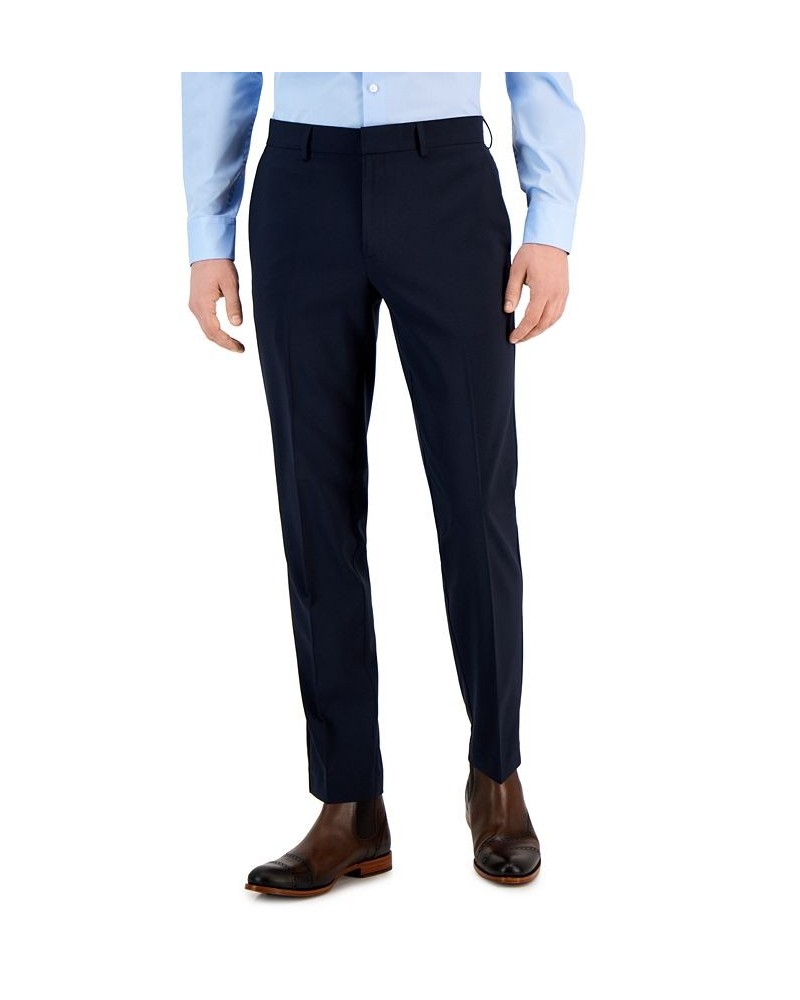 Men's Slim-Fit Flat Front Pants Blue $23.19 Pants