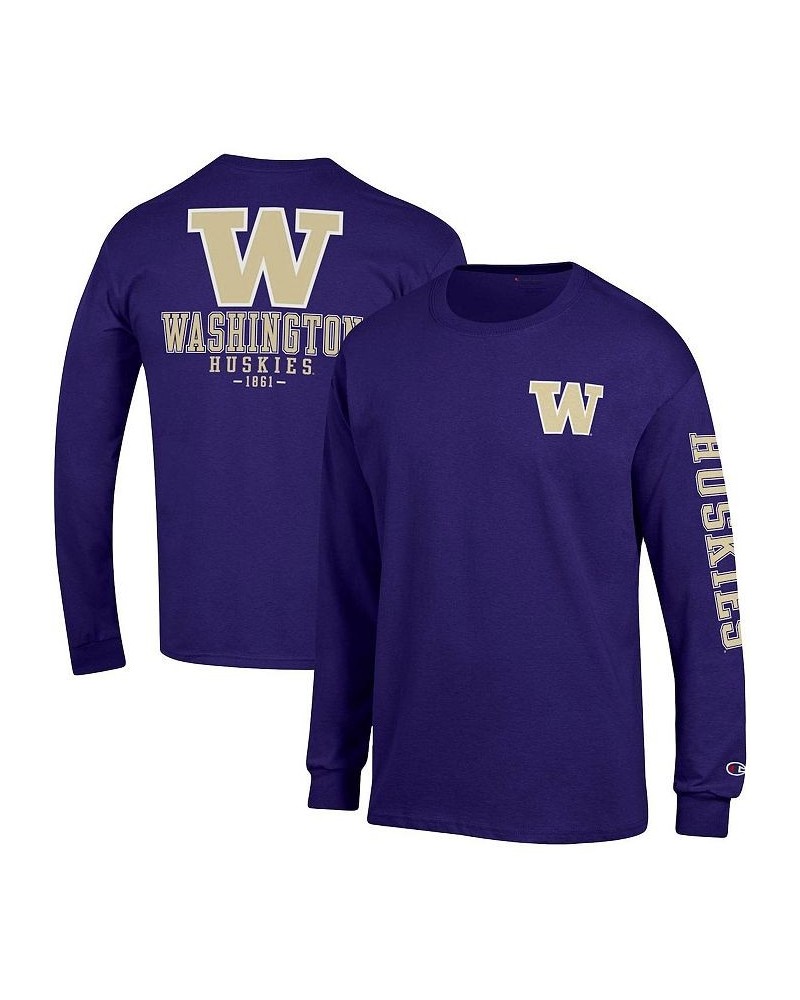 Men's Purple Washington Huskies Team Stack Long Sleeve T-shirt $18.40 T-Shirts