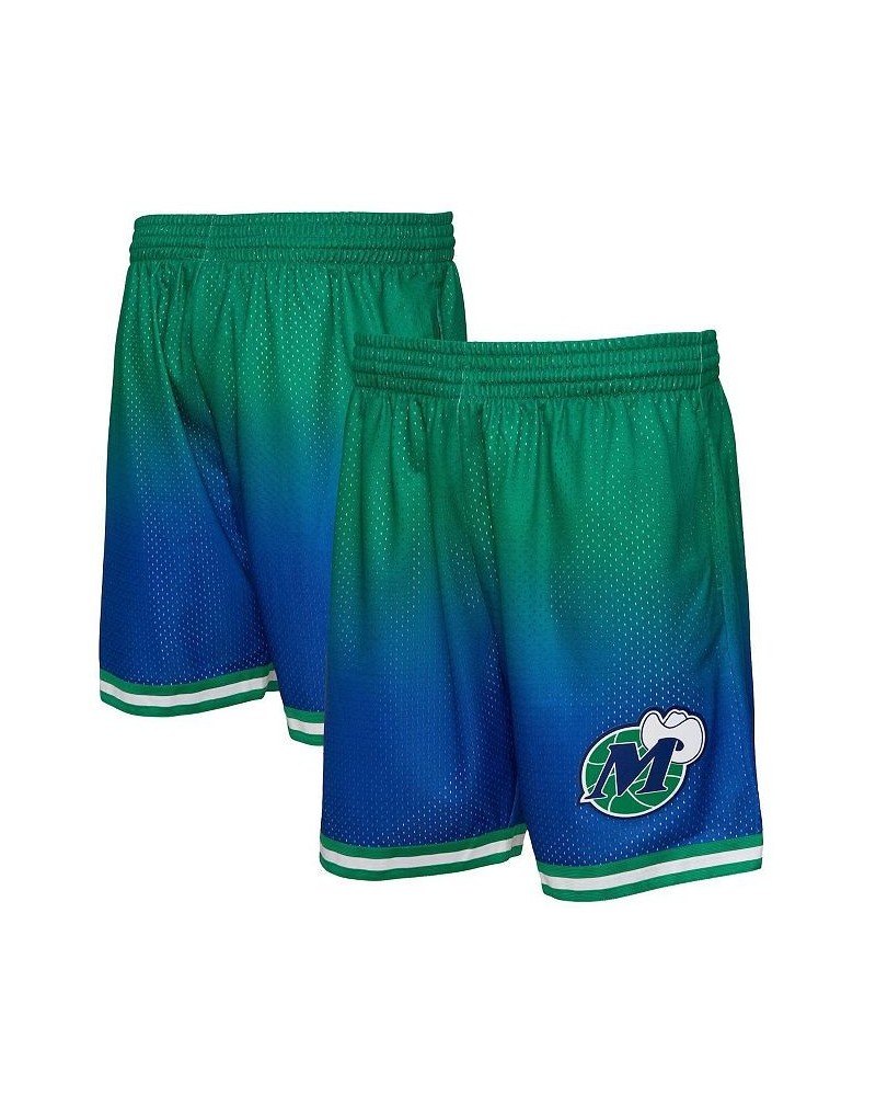 Men's Green and Navy Dallas Mavericks 1998/99 Hardwood Classics Fadeaway Reload 3.0 Swingman Shorts $32.90 Shorts