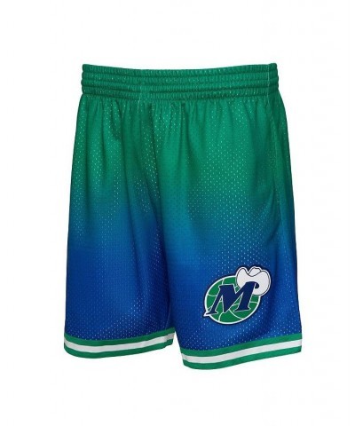 Men's Green and Navy Dallas Mavericks 1998/99 Hardwood Classics Fadeaway Reload 3.0 Swingman Shorts $32.90 Shorts