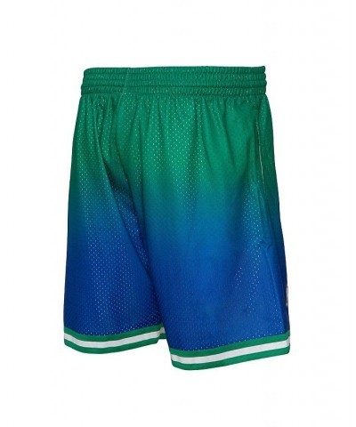 Men's Green and Navy Dallas Mavericks 1998/99 Hardwood Classics Fadeaway Reload 3.0 Swingman Shorts $32.90 Shorts