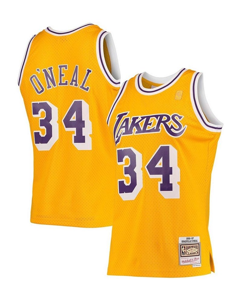 Men's Shaquille O'Neal Gold-Tone Los Angeles Lakers Hardwood Classics 1996-97 Swingman Jersey Gold $44.95 Jersey