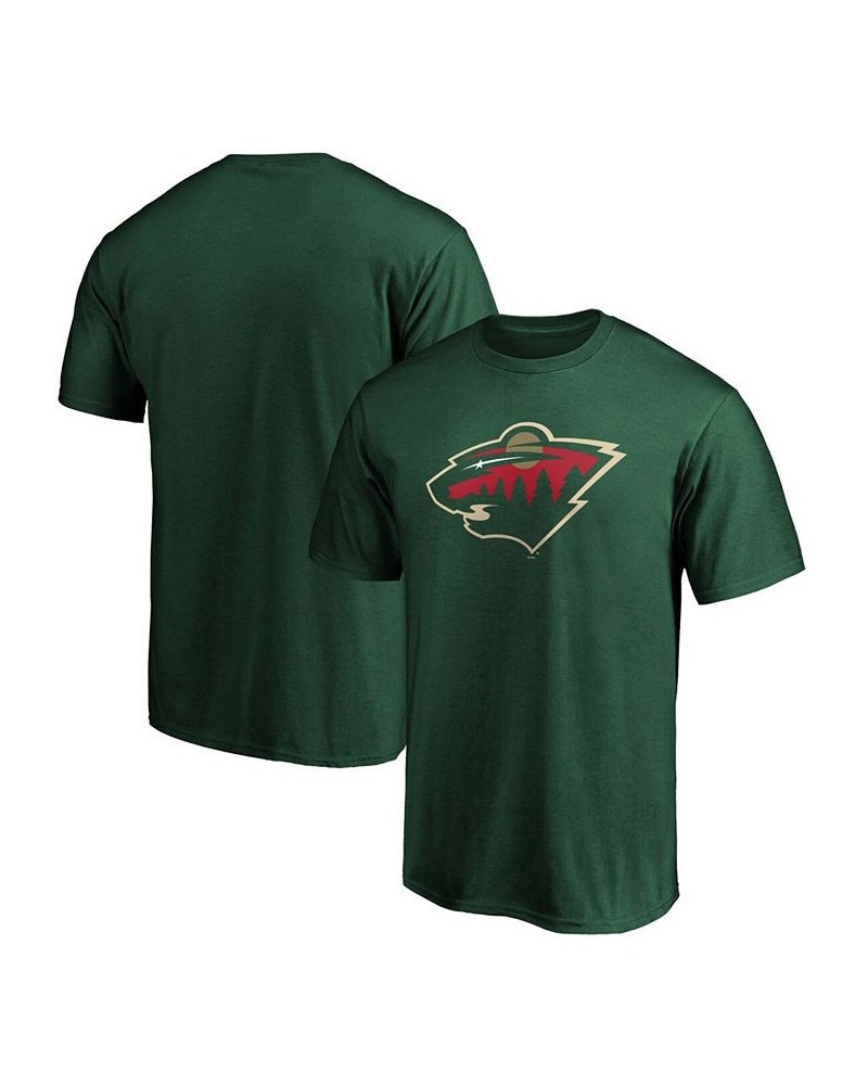 Men's Green Minnesota Wild Team Primary Logo T-shirt $16.73 T-Shirts