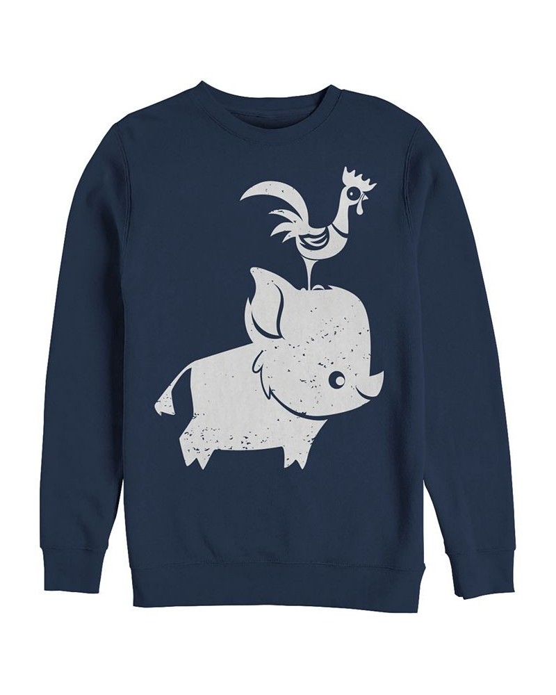 Disney Men's Moana Cute Pua and Hei Hei, Crewneck Fleece Blue $23.65 Sweatshirt