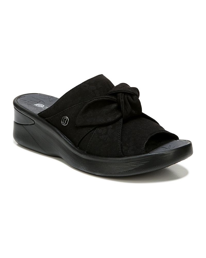 Smile Washable Slide Wedge Sandals Black $30.80 Shoes