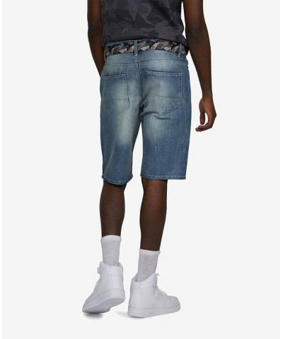 Men's Feeling Fresh Denim Shorts with Adjustable Belt, 2 Piece Set Blue 2 $36.04 Shorts