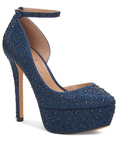 Women's Ormanda Embellished Platform Pumps Blue $51.43 Shoes