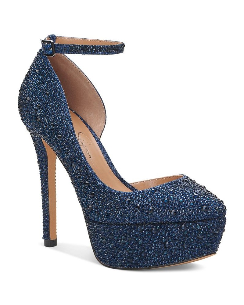 Women's Ormanda Embellished Platform Pumps Blue $51.43 Shoes