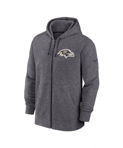 Men's Heather Charcoal Baltimore Ravens Historic Lifestyle Full-Zip Hoodie $38.00 Sweatshirt