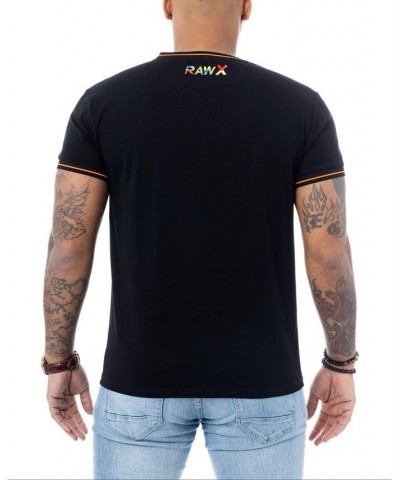 Men's Lion Embroidered Pocket Crewneck T-shirt Black $20.80 T-Shirts