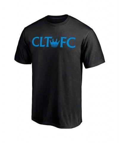 Men's Branded Black Charlotte FC Secondary Logo T-shirt $17.48 T-Shirts