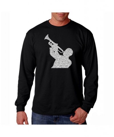 Men's Word Art Long Sleeve T-Shirt- All Time Jazz Songs Black $21.99 T-Shirts