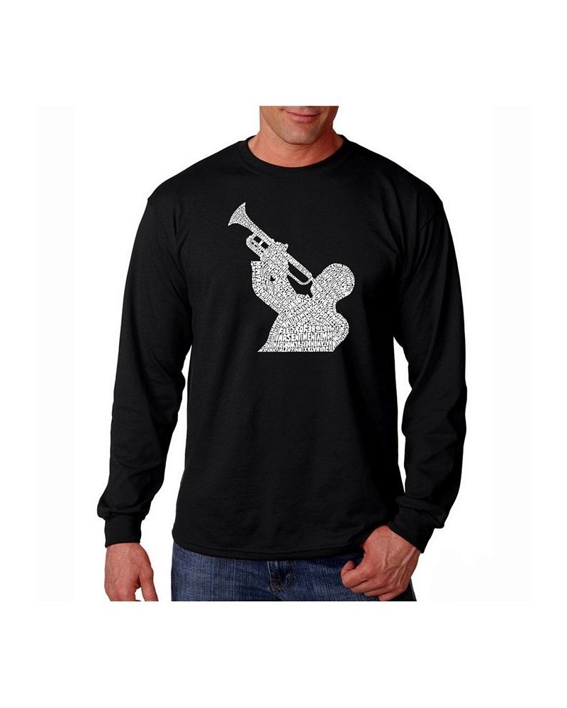 Men's Word Art Long Sleeve T-Shirt- All Time Jazz Songs Black $21.99 T-Shirts