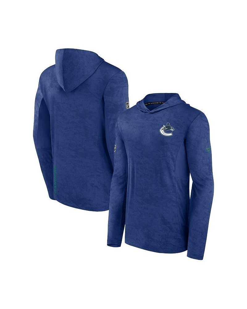 Men's Branded Blue Vancouver Canucks Authentic Pro Rink Camo Pullover Hoodie $28.98 Sweatshirt