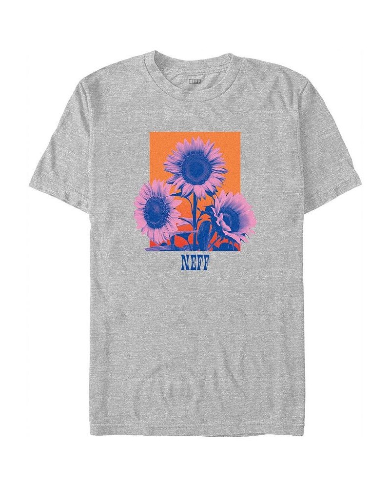 Men's NEFF Sunflower Short Sleeve T-shirt Gray $18.89 T-Shirts