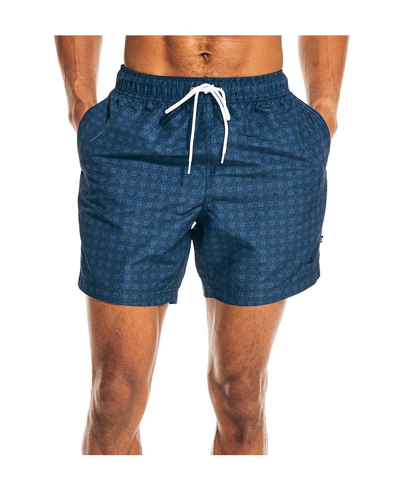 Men's 6" Cube-Print Quick-Dry Swim Shorts Blue $19.51 Swimsuits