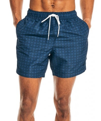 Men's 6" Cube-Print Quick-Dry Swim Shorts Blue $19.51 Swimsuits