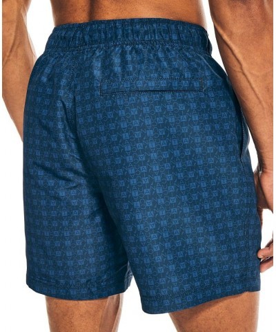 Men's 6" Cube-Print Quick-Dry Swim Shorts Blue $19.51 Swimsuits