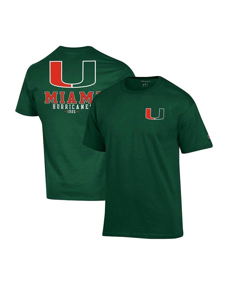 Men's Green Miami Hurricanes Stack 2-Hit T-shirt $22.05 T-Shirts