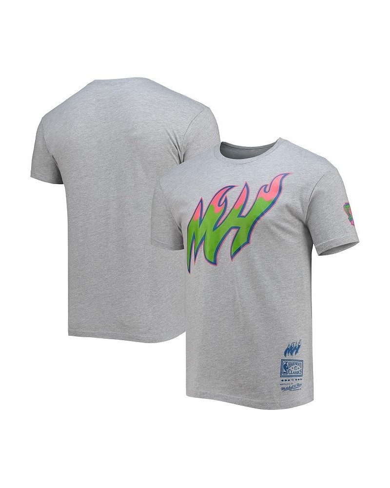 Men's Heathered Gray Miami Heat Hardwood Classics Color Bomb Energy T-shirt $20.13 T-Shirts