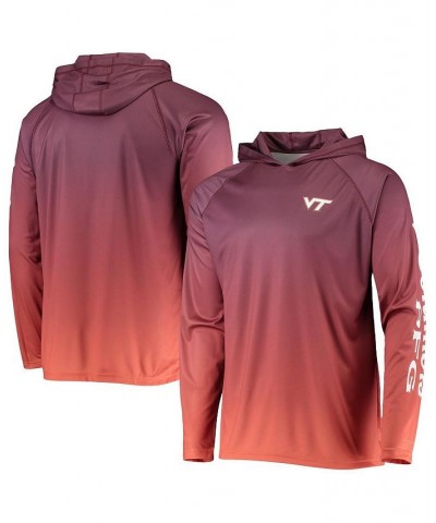 Men's PFG Maroon Virginia Tech Hokies Terminal Tackle Omni-Shade UPF 50 Long Sleeve Hooded Top $30.80 T-Shirts