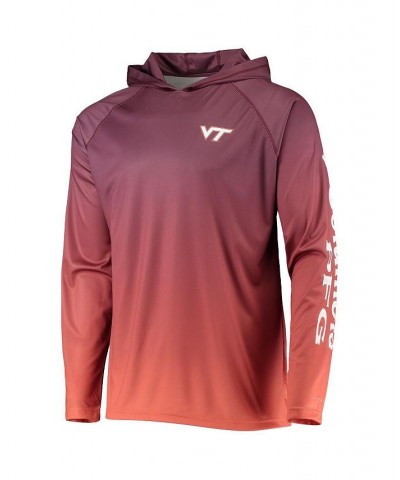 Men's PFG Maroon Virginia Tech Hokies Terminal Tackle Omni-Shade UPF 50 Long Sleeve Hooded Top $30.80 T-Shirts