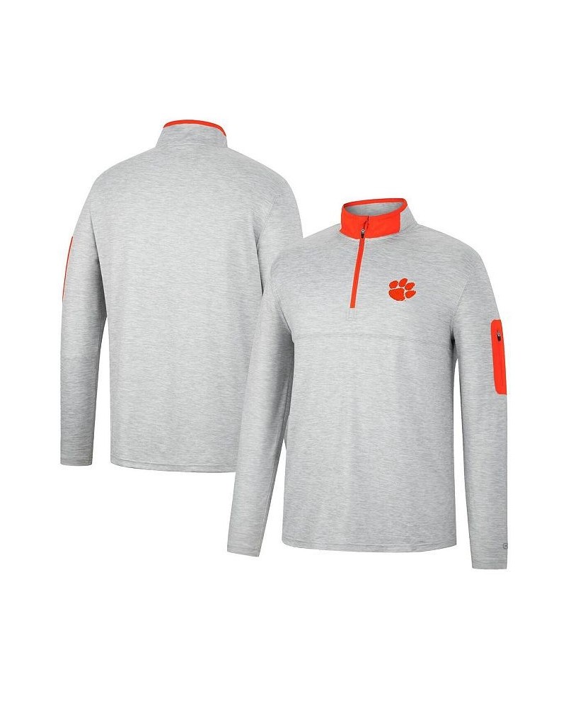 Men's Heathered Gray, Orange Clemson Tigers Country Club Windshirt Quarter-Zip Jacket $25.20 Sweatshirt