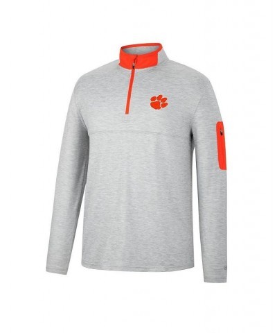 Men's Heathered Gray, Orange Clemson Tigers Country Club Windshirt Quarter-Zip Jacket $25.20 Sweatshirt