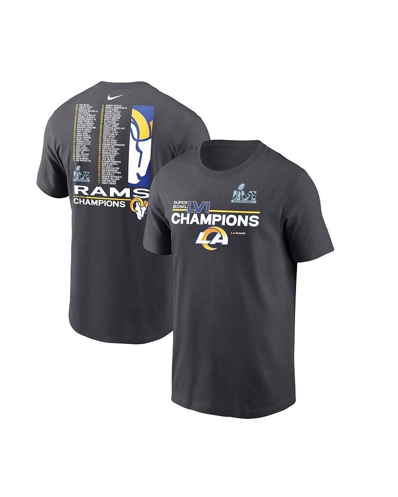 Men's Anthracite Los Angeles Rams Super Bowl LVI Champions Roster T-shirt $22.95 T-Shirts