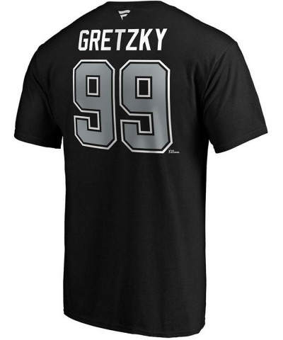 Men's Wayne Gretzky Black Los Angeles Kings Authentic Stack Retired Player Name and Number T-shirt $16.32 T-Shirts