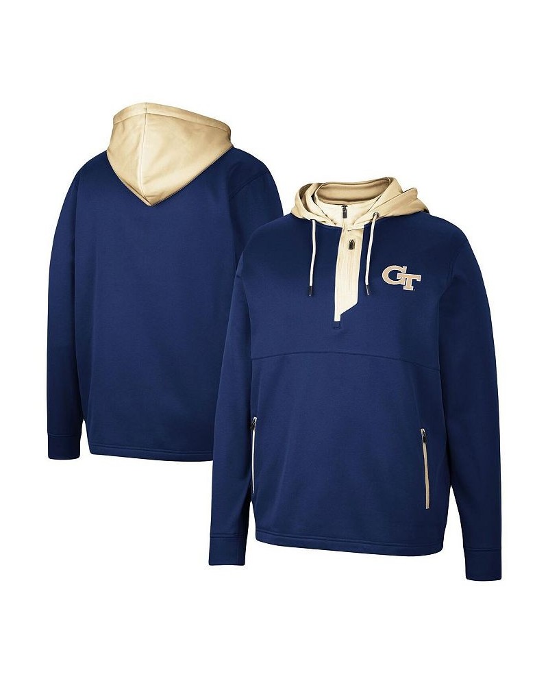 Men's Navy Georgia Tech Yellow Jackets Luge 3.0 Quarter-Zip Hoodie $42.50 Sweatshirt