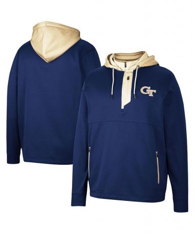 Men's Navy Georgia Tech Yellow Jackets Luge 3.0 Quarter-Zip Hoodie $42.50 Sweatshirt