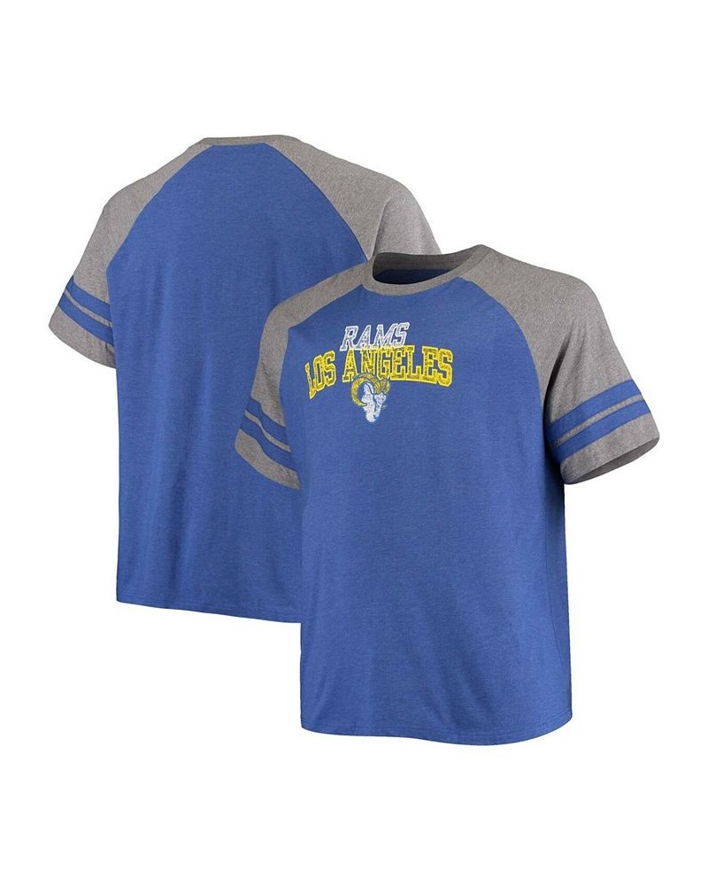 Men's Big and Tall Royal, Heathered Gray Los Angeles Rams Two-Stripe Tri-Blend Raglan T-shirt $23.99 T-Shirts