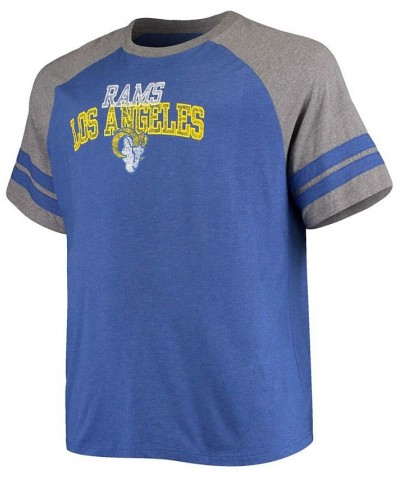 Men's Big and Tall Royal, Heathered Gray Los Angeles Rams Two-Stripe Tri-Blend Raglan T-shirt $23.99 T-Shirts