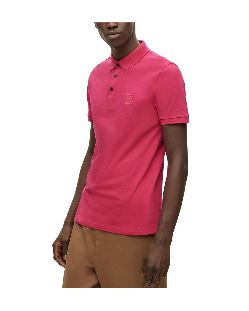 BOSS Men's Stretch-Cotton Slim-Fit Polo Shirt with Logo Patch Pink $42.14 Polo Shirts