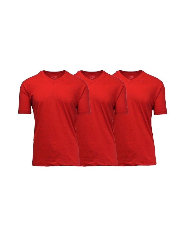 Men's Short Sleeve V-Neck T-shirt, Pack of 3 Red $23.20 T-Shirts