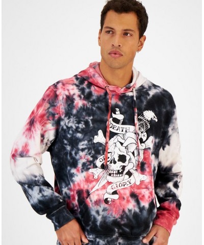 Men's Relaxed-Fit Fleece Tie Dye Skull Hoodie Gray $32.03 Sweatshirt