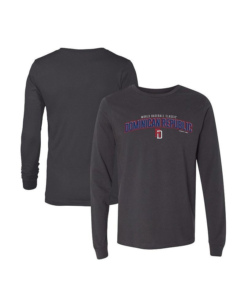 Men's Charcoal Dominican Republic Baseball 2023 World Baseball Classic Country Arch Long Sleeve T-shirt $26.99 T-Shirts