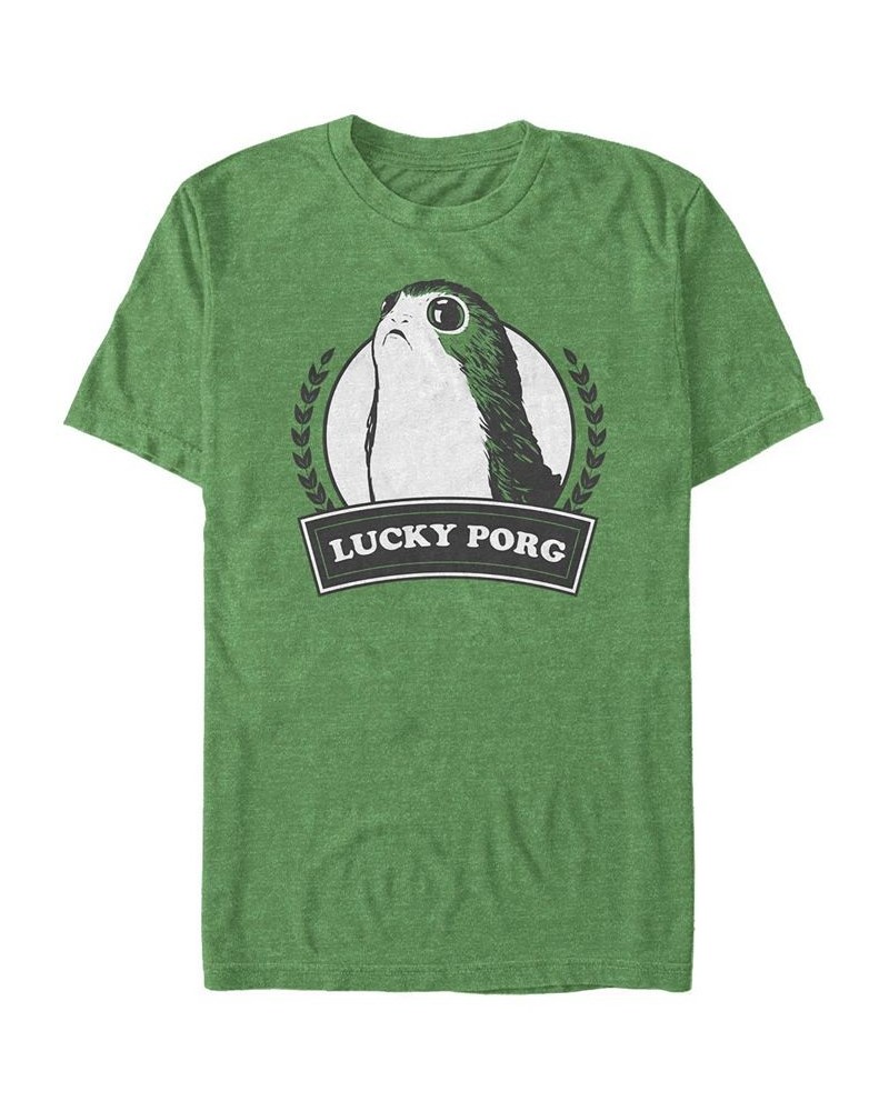 Men's Lucky Porg Short Sleeve Crew T-shirt Green $17.84 T-Shirts