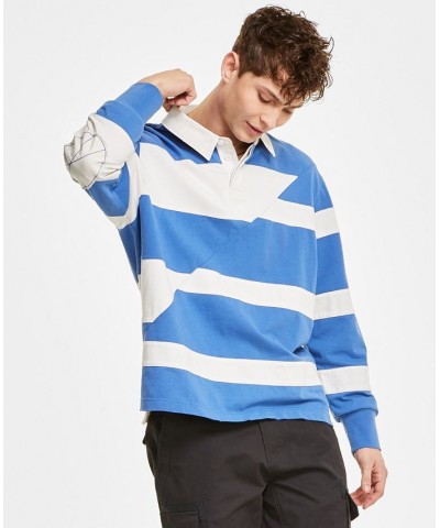 Men's Robert Striped Rugby Shirt Blue $19.88 Shirts