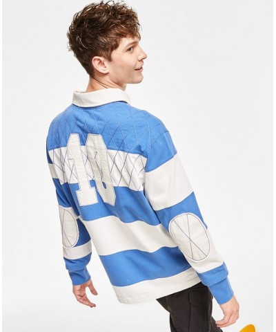 Men's Robert Striped Rugby Shirt Blue $19.88 Shirts