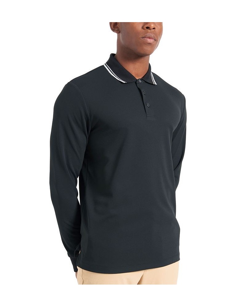 Men's 360 Motion Pique Long-Sleeve Polo Black $52.47 Shirts