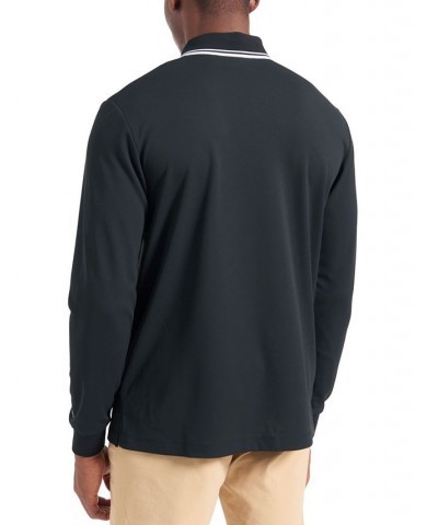 Men's 360 Motion Pique Long-Sleeve Polo Black $52.47 Shirts