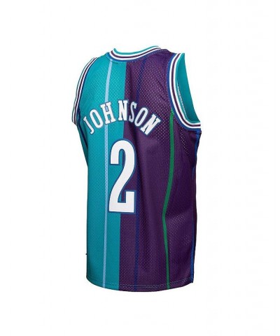 Men's Larry Johnson Teal, Purple Charlotte Hornets Hardwood Classics 1992-93 Split Swingman Jersey $46.62 Jersey