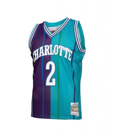 Men's Larry Johnson Teal, Purple Charlotte Hornets Hardwood Classics 1992-93 Split Swingman Jersey $46.62 Jersey