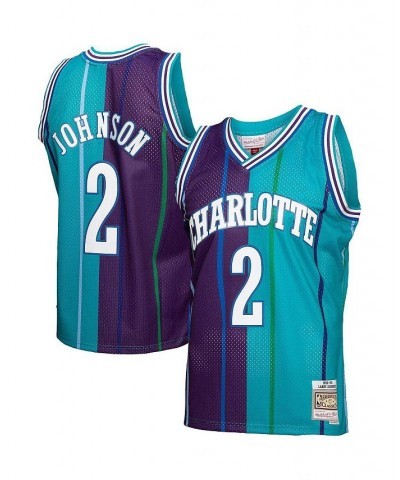 Men's Larry Johnson Teal, Purple Charlotte Hornets Hardwood Classics 1992-93 Split Swingman Jersey $46.62 Jersey