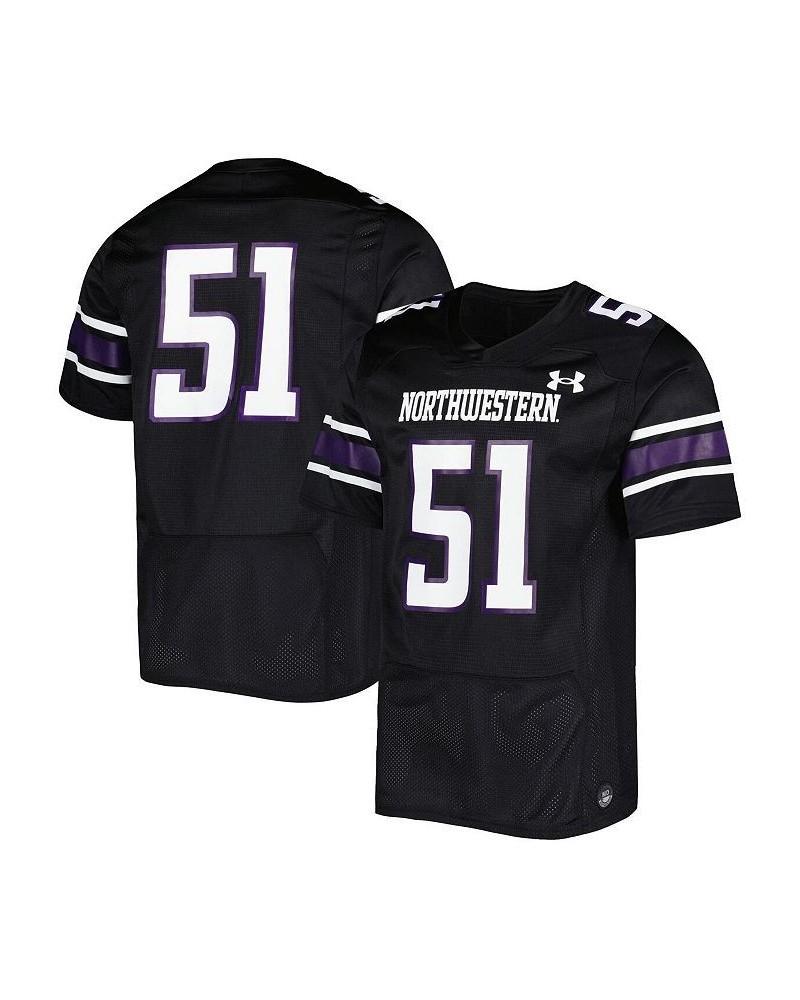 Men's 51 Black Northwestern Wildcats Team Wordmark Replica Football Jersey $58.80 Jersey