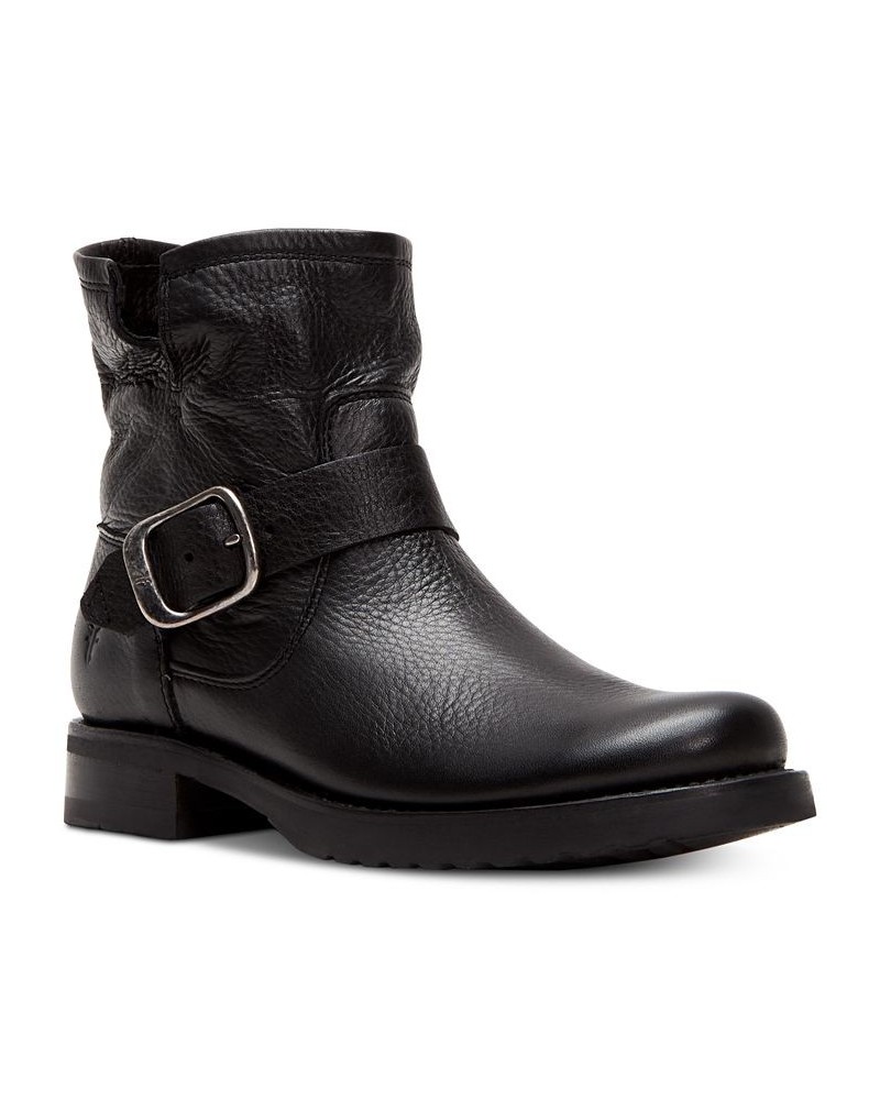 Women's Veronica Leather Booties Black $112.32 Shoes