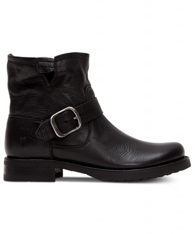 Women's Veronica Leather Booties Black $112.32 Shoes